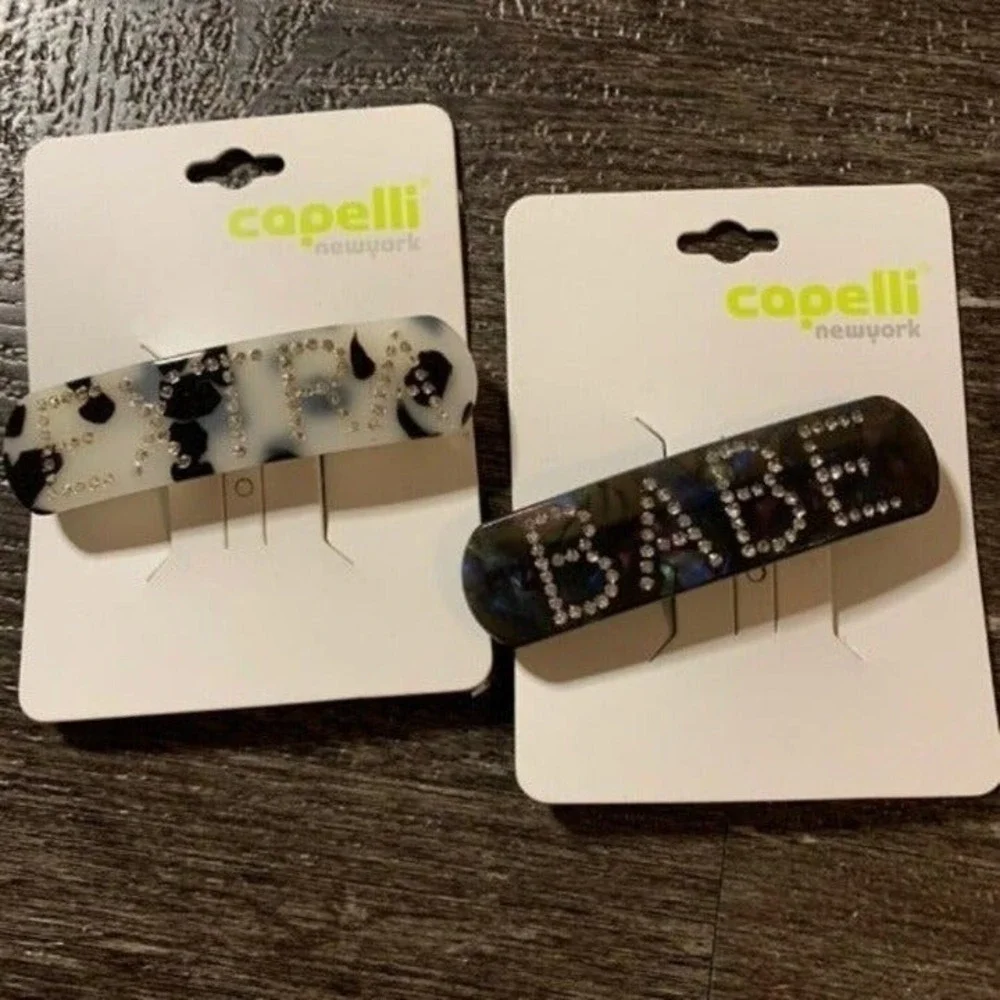 Capelli New York Hair Barrettes NWT Set of Two Babe Extra Leopard Rhinestone Y2K